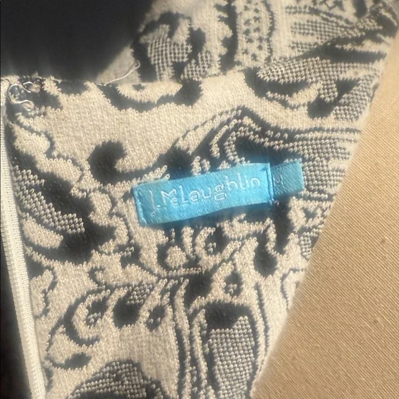 J. McLaughlin Blue and Cream Patterned Midi Dress - Picture 2 of 7